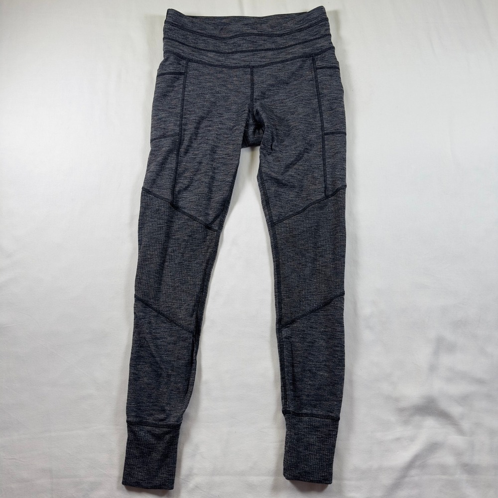 Athleta Excursion Leggings Womens Small Heather‎ Black Yoga Workout Athleisure